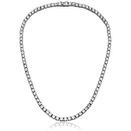 NYC Sterling Women 4MM Round Prong Cubic Zirconia Tennis Necklace NYC Sterling Women 4MM Round Prong Cubic Zirconia Tennis Necklace