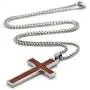 Xusamss Titanium Steel Wood Grain Cross Pendant 24'' Chain Necklace Xusamss Titanium Steel Wood Grain Cross Pendant 24'' Chain Necklace