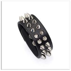 Xusamss 2PCS Punk Alloy Rivet Bracelet Bullet Wristband Chain Leather Cuff Bracelet,7 1/2 Wrist