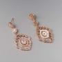 SWEETV Chandelier Wedding Earrings Rose Gold Bridal Earrings for Women Brides-Art Deco Drop Dangle Earrings