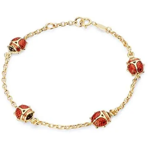14k Yellow Gold Lady Bug Chain Bracelet - 6.5+0.5'' 14k Yellow Gold Lady Bug Chain Bracelet - 6.5+0.5''