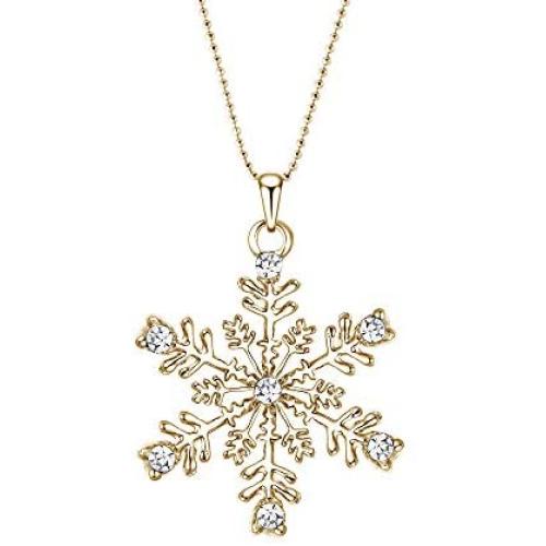 EVER FAITH Austrain Crystal Daily Winter Snowflake Flower Necklace Chain for Girls Women Clear