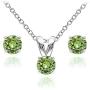 GemStar USA Sterling Silver Solitaire Necklace and Stud Earrings Set Made with Swarovski Crystals
