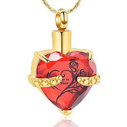 constantlife Crystal Heart Shape Cremation Jewelry Memorial Urn Necklace for Ashes, Stainless Steel Ash Holder Pendant Keepsake with Gift Box Charms Accessories for Women