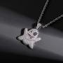 TOPGRILLZ Iced out CZ Cluster Lab Diamond Ghost Pendant 24” Stainless Steel Necklace Hip Hop