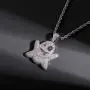 TOPGRILLZ Iced out CZ Cluster Lab Diamond Ghost Pendant 24” Stainless Steel Necklace Hip Hop