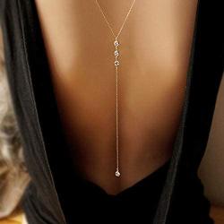 Artmiss Wedding Backdorp Necklace Crystal Gold Y Necklace Long Chain for Women and Brides