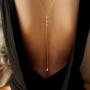 Artmiss Wedding Backdorp Necklace Crystal Gold Y Necklace Long Chain for Women and Brides