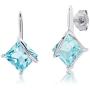 7mm Princess Cut Gemstone Drop Earrings in Sterling Silver