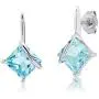 7mm Princess Cut Gemstone Drop Earrings in Sterling Silver 7mm Princess Cut Gemstone Drop Earrings in Sterling Silver