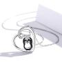 JUSTKIDSTOY Penguin Necklace for Women Family Necklace 925 Sterling Silver Mother Child Necklace Heart Pendant Cute Animal Penguin Jewelry Gift for Mom Daughter Loved Ones