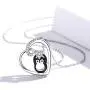JUSTKIDSTOY Penguin Necklace for Women Family Necklace 925 Sterling Silver Mother Child Necklace Heart Pendant Cute Animal Penguin Jewelry Gift for Mom Daughter Loved Ones