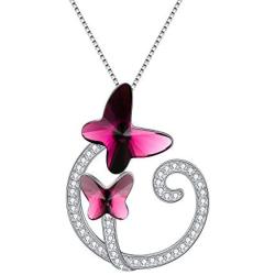 EleQueen Sterling Silver Butterfly Pendant Necklace Cubic Zirconia Butterfly Hypoallergenic Jewelry Gifts for Women Girls