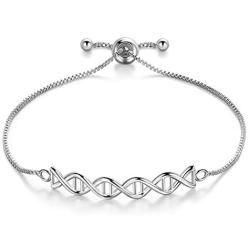 Beautlace DNA Double Helix Chemistry Science Molecule Biology Necklace and Earrings Jewelry Set Silver/18K Gold/Black Gun Plated Jewelry for Women and Girls