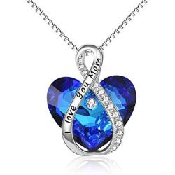 Heart Necklace Sterling Silver I Love You Forever Infinity Love Heart Pendant Necklace Jewelry Birthday Anniversary Mothers Day Jewellery Gifts for Women Mom Girlfriend Daughter Her
