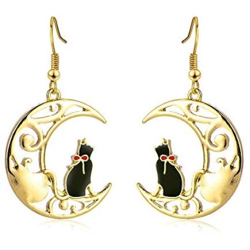 MIXIA Cute Anime Cartoon Sailor Moon Animal Cat Moon Earrings Gift for Girls Women Jewelry