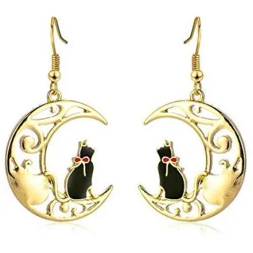 MIXIA Cute Anime Cartoon Sailor Moon Animal Cat Moon Earrings Gift for Girls Women Jewelry