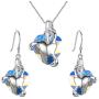 EleQueen 925 Sterling Silver CZ ''Courageous Heart'' Inspired Pendant Necklace Hook Earrings Set Made with Swarovski Crystals