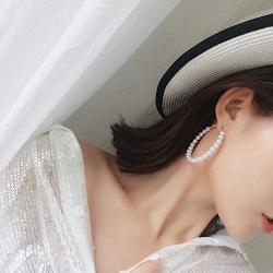 Pearl Hoop Earrings for Women Fashion Dangle Hypoallergenic Layer Earrings Drop Dangle Earrings Gifts for Women