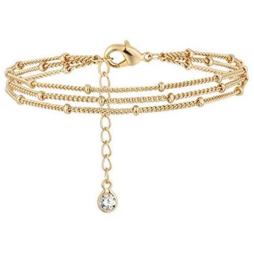 Gold Dainty Pearls Bracelet,Cute Beaded 14K Gold Plated Handmade Freshwater Turquoise Evil Eye Pearls Tiny Charm Minimalist Layering Stacking Jewelry for Women …