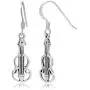 925 Sterling Silver Cut Open Violin Viola Musical Instrument Dangle Hook Earrings 925 Sterling Silver Cut Open Violin Viola Musical Instrument Dangle Hook Earrings