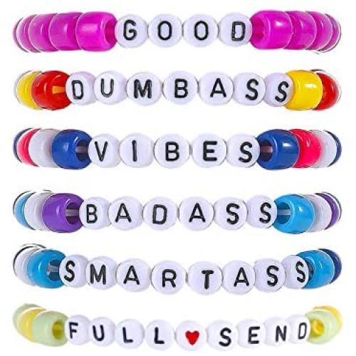 FUNEIA 6Pcs VSCO Bracelets for Women Boho Acrylic Beads Elastic Rope Friendship Bracelets Set Summer Beach Jewelry