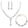 UDORA Crystals Necklace Earrings Bracelet Wedding Jewelry Set for Bride Bridesmaids