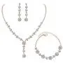 UDORA Crystals Necklace Earrings Bracelet Wedding Jewelry Set for Bride Bridesmaids