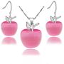 Uloveido Apple Necklace and Earrings Set for Women Girls Cute Apple Jewelry Set for Teacher Mom YL007