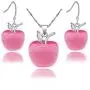 Uloveido Apple Necklace and Earrings Set for Women Girls Cute Apple Jewelry Set for Teacher Mom YL007