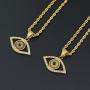 Moca Jewelry Hip-Hop Evil Eye Pendant Stainless Steel Chain Rhinestone Crystal Necklace for Men Women