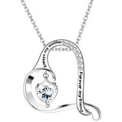 Subiceto Mom Necklace for Women Always My Mother Forever My Friend Love Heart Pendant Mothers Necklace Jewelry for Mom Wife Aunt Grandma