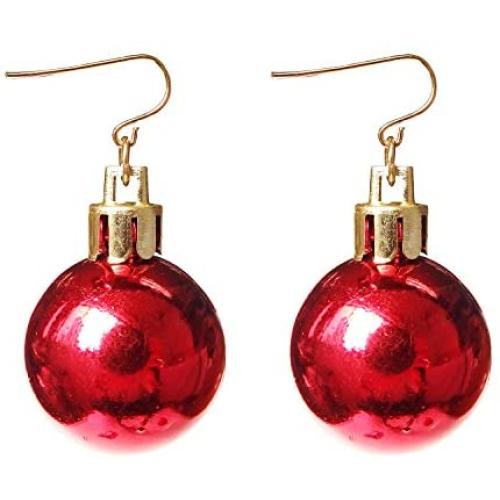 Gifts Ornament Dangle Earrings For Women Girls Christmas Red Ball Alloy RareLove