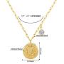 HJL Birth Flower Necklace for Women 18K Gold Plated Paperclip Chain Necklace Month Flower Embossed Coin Disc Pendant Necklace Bohemian Personalized Birthday Jewelry Gift
