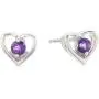 Girls Petite Sterling Silver Birthstone Open Heart Stud Earrings and 16'' Pendant Necklace Jewelry Set