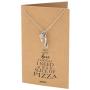 Quan Jewelry Pizza and Pizza Cutter Pendant Necklace, Friendship Gifts for Women with Greeting Card