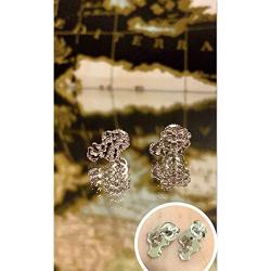 Mens Ladies 14K White Gold Over Silver Lab Diamond Nugget Earrings Screw Back Studs Iced Out aretes para hombre - Mens Earrings, Screw Back, Mens Jewelry, Hip hop Earring