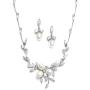 Mariell Genuine Freshwater Pearl & CZ Marquis Necklace Earrings Set Luxury Bridal Jewelry