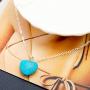 Jovono Blue Turquoise Pendant Necklaces Dainty Necklace Chain Jewelry for Women and Girls (Silver)