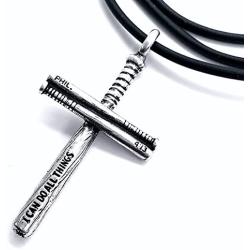 FORGIVEN JEWELRY Baseball Bat Cross Necklace in Silver