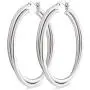 Highstreet layered crossover Sterling Silver plated large tube hoop earrings for women | beautiful and elegant | silver or gold plated your choice | click top closure