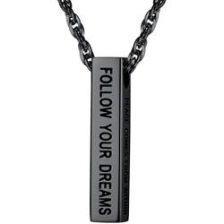 PROSTEEL Vertical Bar Necklace, Black/18K Gold Palted, Stainless Steel, I CAN DO All Things Hilippians 4:13 Bible Quote, Personalized Engraved Pendant Necklace