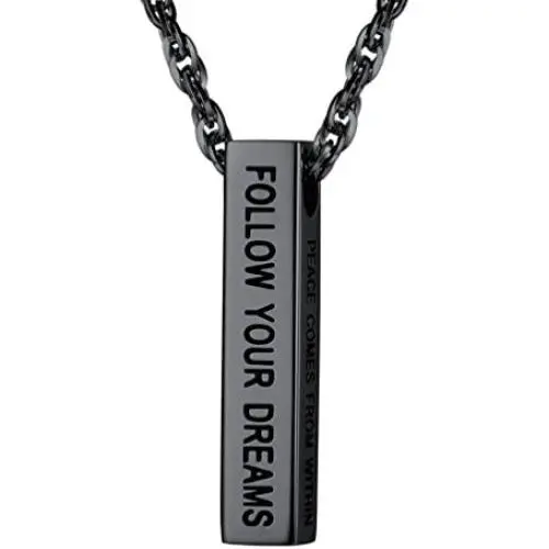 PROSTEEL Vertical Bar Necklace, Black/18K Gold Palted, Stainless Steel, I CAN DO All Things Hilippians 4:13 Bible Quote, Personalized Engraved Pendant Necklace PROSTEEL Vertical Bar Necklace, Black/18K Gold Palted, Stainless Steel, I CAN DO All Things Hilippians 4:13 Bible Quote, Personalized Engraved Pendant Necklace