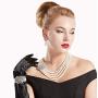BABEYOND 1920s Gatsby Pearl Necklace Vintage Bridal Pearl Necklace Earrings Jewelry Set Multilayer Imitation Pearl Necklace with Brooch