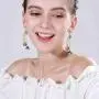 DAMLENG Sparkly Bohemia Long Tassel Blue Ocean Shell Dangle Earrings Shine Rhinestone Scallop Beach Earrings for Women Girls Charm Statement Colorful Crystal Jewelry
