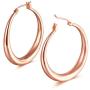 Hoop Earrings, 18K Gold Plated Rounded Hoops Earrings for Women Jewelry 1.4''