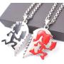 U/K 1 Pair Bling Music Band Stainless Steel ICP Crazy Clown Heart Couple Black Hatchet Man red Hatchet Women Pendant Necklace rolo Chain 4mm 24 inch
