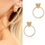 Doubnine Lion Head Earrings Gold Circle Dangle Baroque Animal Earrings Women Accessories Gift
