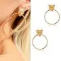 Doubnine Lion Head Earrings Gold Circle Dangle Baroque Animal Earrings Women Accessories Gift
