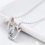 Infinity Love Heart Cat Necklace for Women Girls 925 Sterling Silver Two-Tone Hollow out Mother and Daughter Kitten Ear Pendant Choker Necklace Double Interlocking Circles Jewelry Cute Delicate